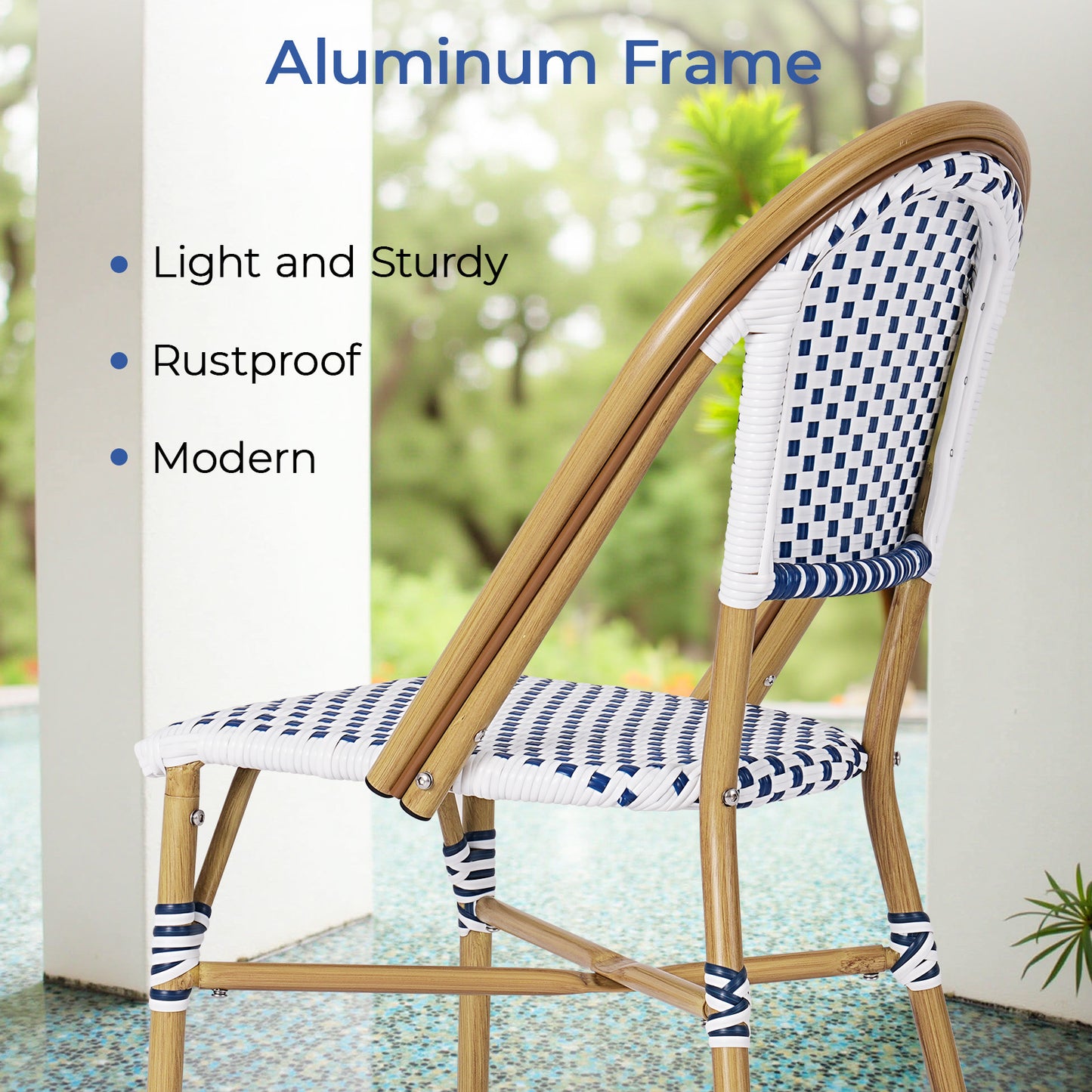 3 Piece French Bistro Set, Aluminum Rattan Furniture Conversation Set