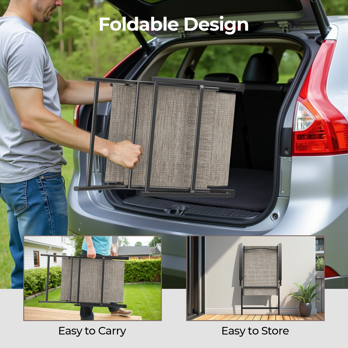 3 Piece No Assembly Folding Adirondack Chairs Set of 2 with Side Table