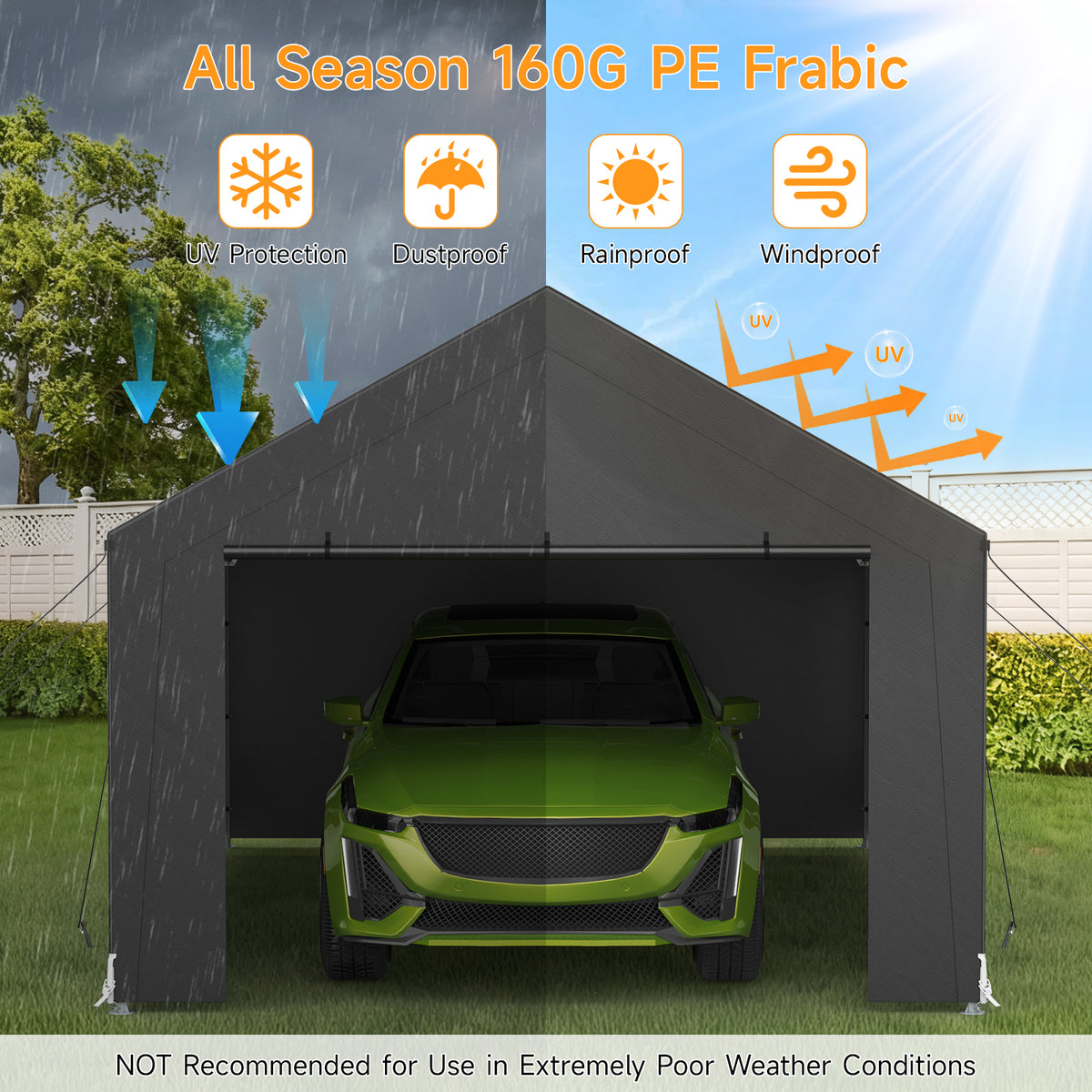 Vitarpatio 12x20 ft Carport Heavy Duty, Dark Gray