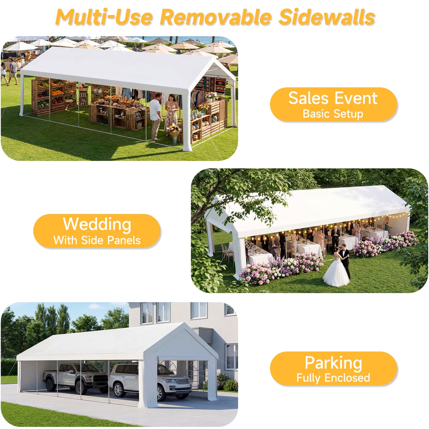 16x32ft Party Tent Heavy Duty with Removable Sidewalls and Sandbags