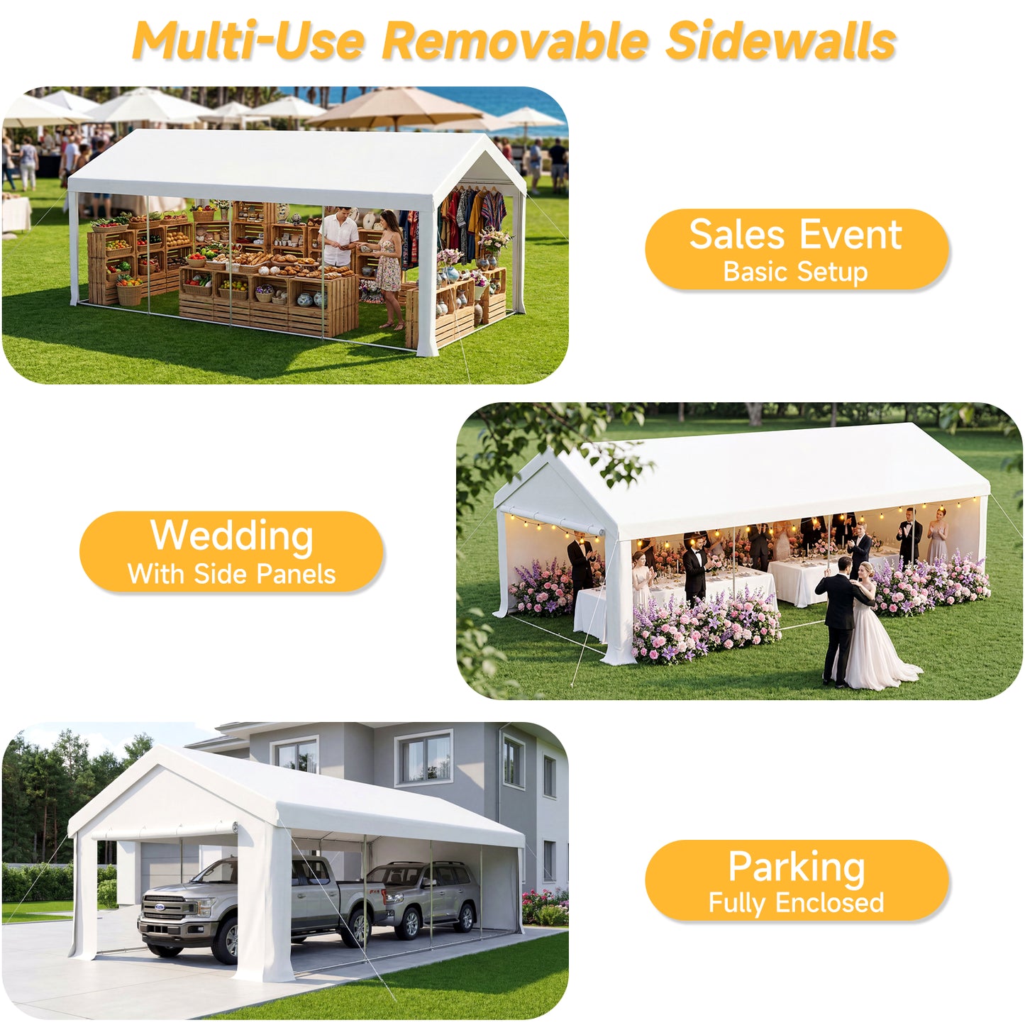 13x26ft Party Tent Heavy Duty with Removable Sidewalls and Sandbags