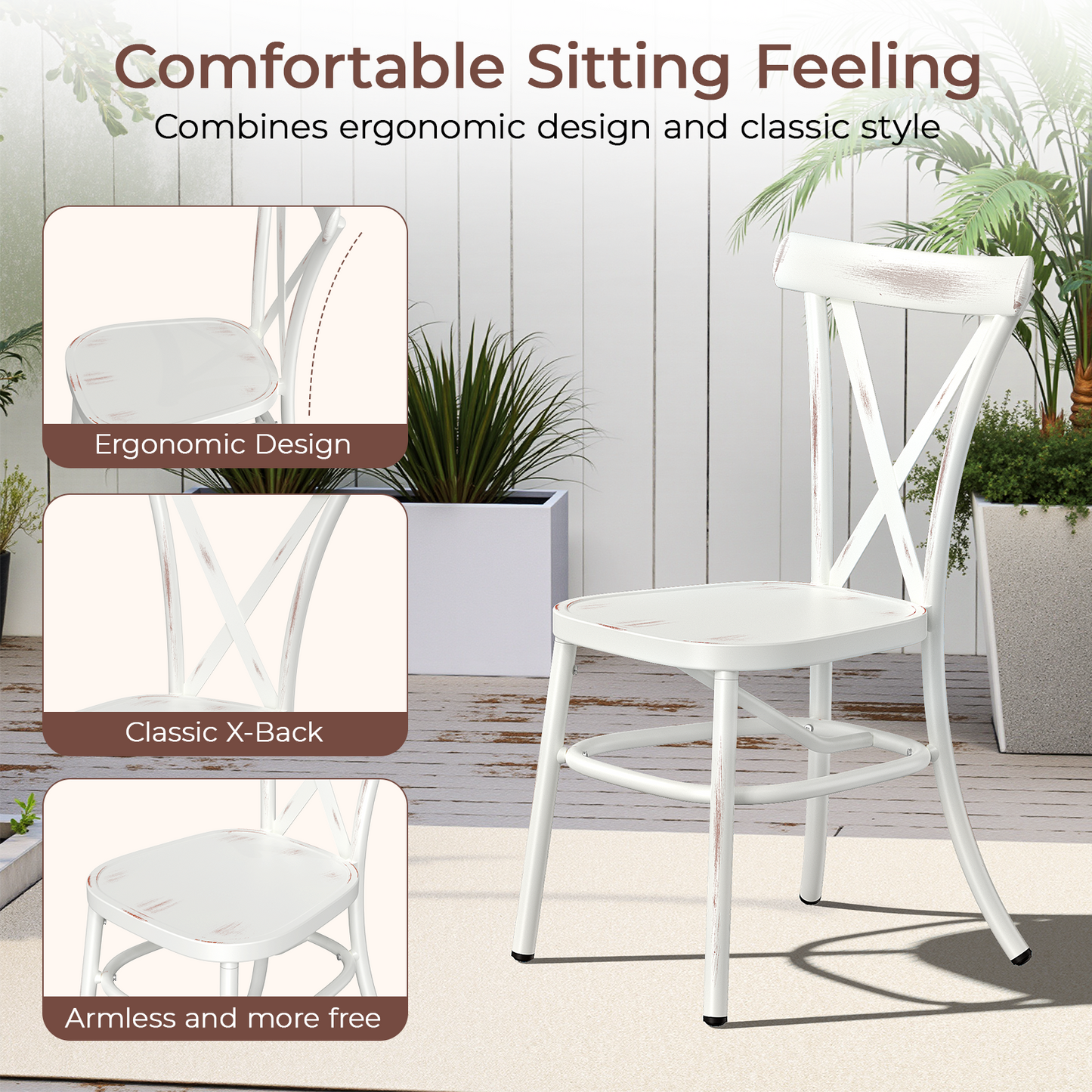 3 Piece Aluminum Bistro Set, Round Coffee Table Stackable Bistro Chair
