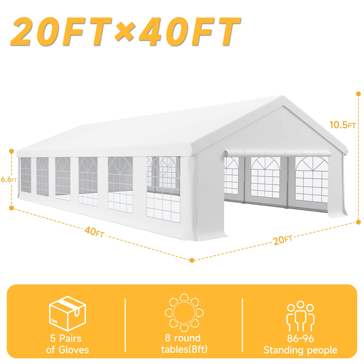 20x40ft Party Tent Heavy Duty with Removable Sidewalls and Sandbags