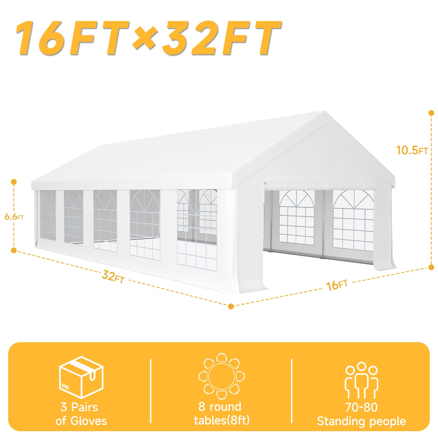 16x32ft Party Tent Heavy Duty with Removable Sidewalls and Sandbags