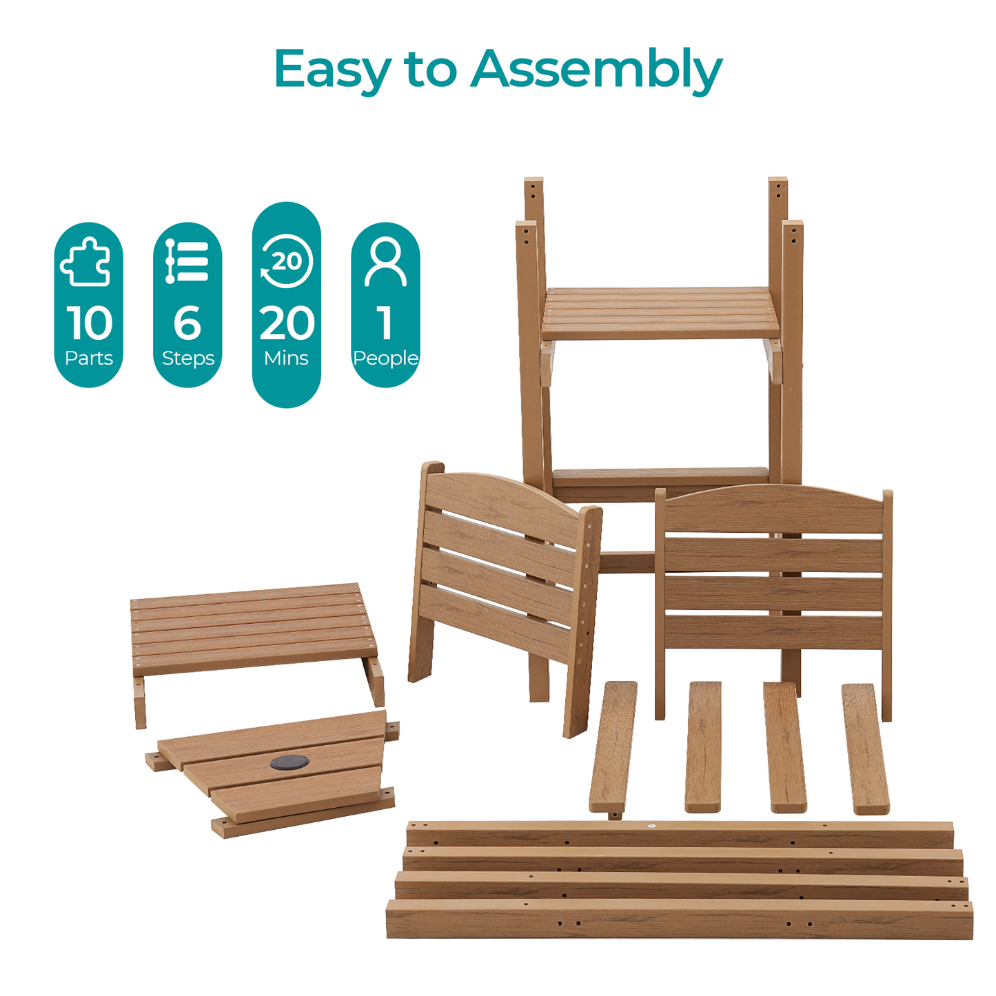 2 Piece Tall Adirondack Chairs with Connecting Tray & 2" Umbrella Hole