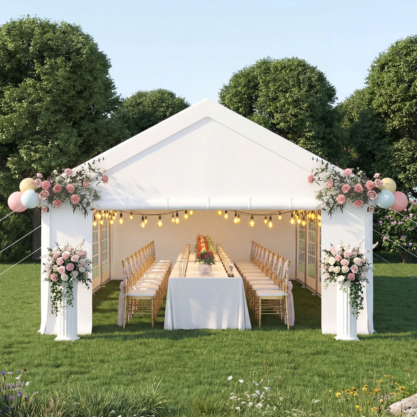 16x32ft Party Tent Heavy Duty with Removable Sidewalls and Sandbags