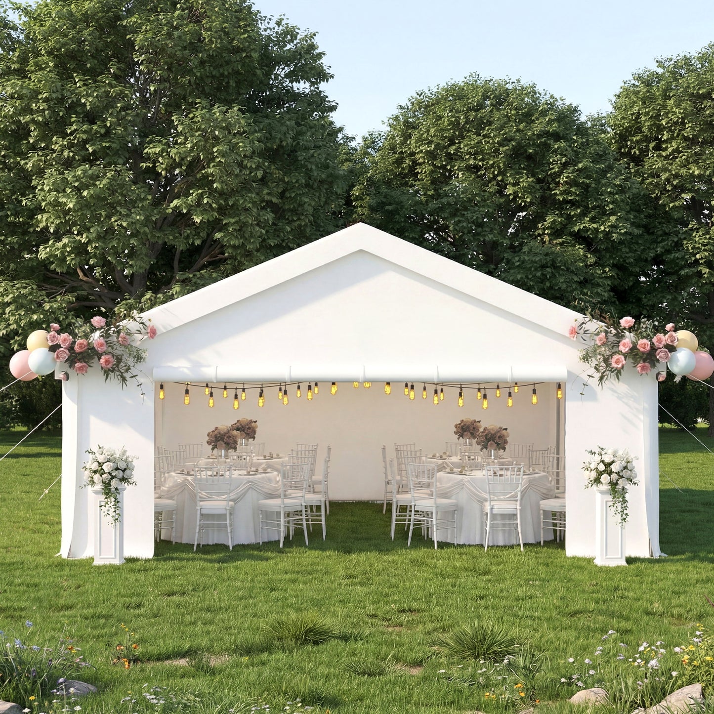 20x16ft Party Tent Heavy Duty with Removable Sidewalls and Sandbags