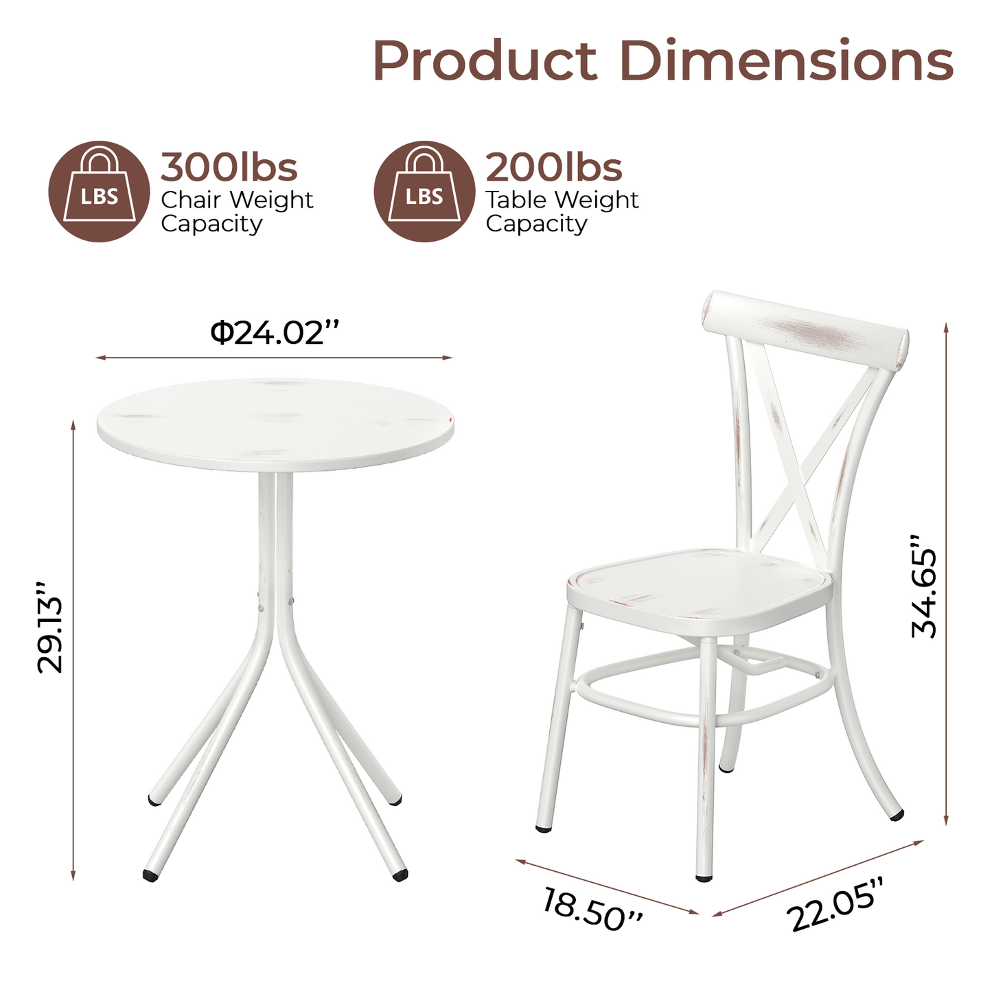 3 Piece Aluminum Bistro Set, Round Coffee Table Stackable Bistro Chair