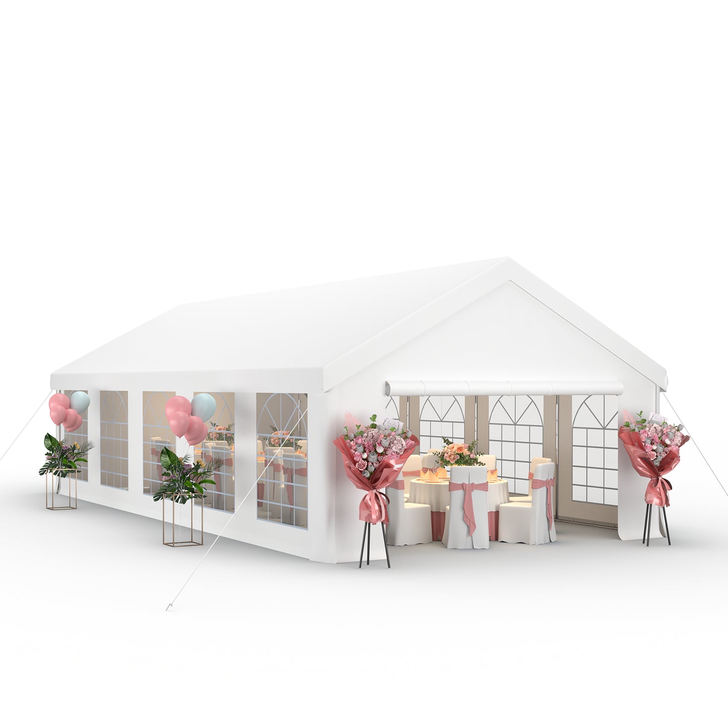 16x32ft Party Tent Heavy Duty with Removable Sidewalls and Sandbags