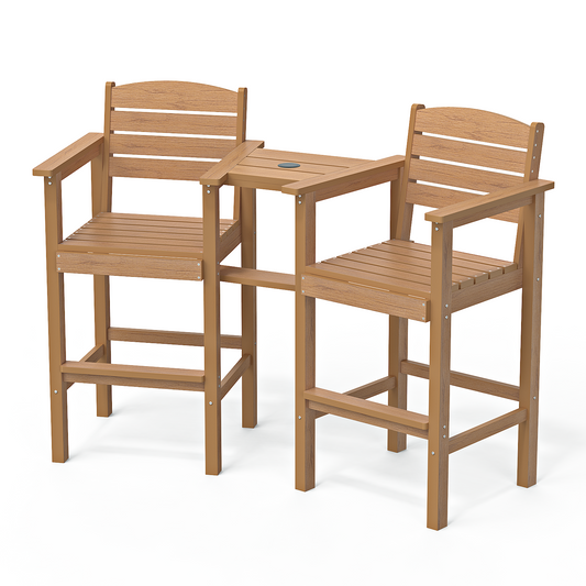 2 Piece Tall Adirondack Chairs with Connecting Tray & 2" Umbrella Hole