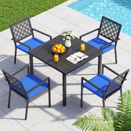5-Piece Metal Outdoor Patio Dining Set with Cushions