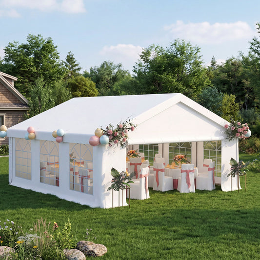 20x16ft Party Tent Heavy Duty with Removable Sidewalls and Sandbags