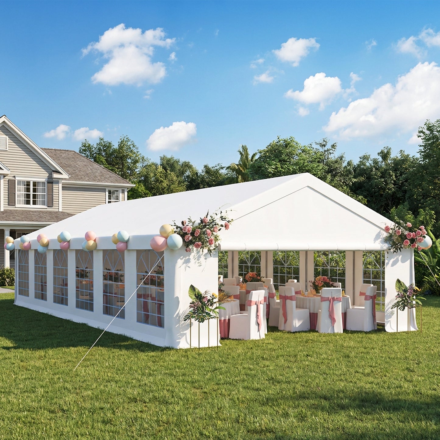 20x40ft Party Tent Heavy Duty with Removable Sidewalls and Sandbags