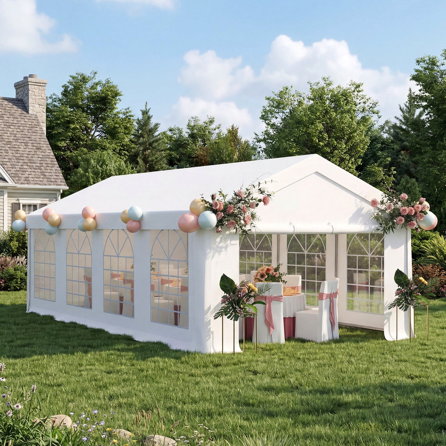13x26ft Party Tent Heavy Duty with Removable Sidewalls and Sandbags